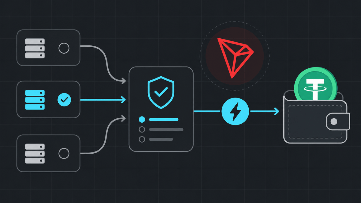 Щит и контрольные пункты выбора поставщика TRON Energy